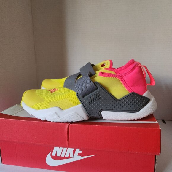 Kids/Women's Nike Huarache Extreme Dynamic Yellow/Hot Pink/Grey Elastic - Picture 5 of 8